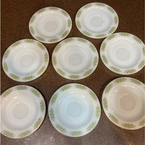 Anchor Hocking #1019,Springwood Green Placesetters Collection Saucers Set of 8